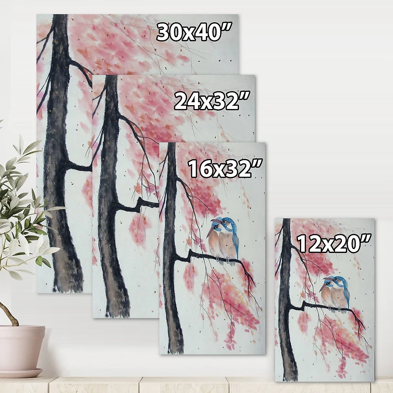 Designart - Two Kingfisher Birds Sit On A Flowering Branch