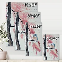 Designart - Two Kingfisher Birds Sit On A Flowering Branch