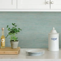 NuWallpaper Teal Tibetan Grasscloth Peel & Stick Wallpaper