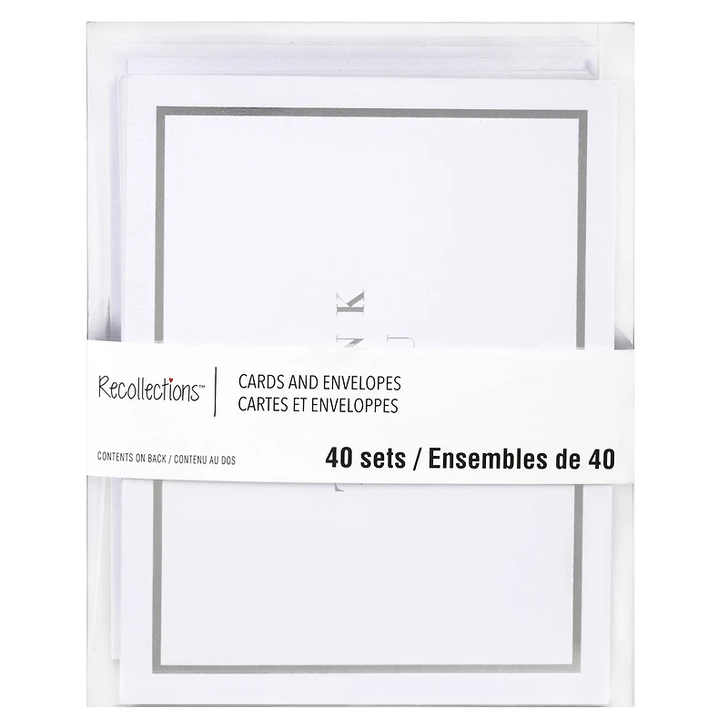 Silver Thank You Cards & Envelopes by Recollections™, 4.25" x 5.5"