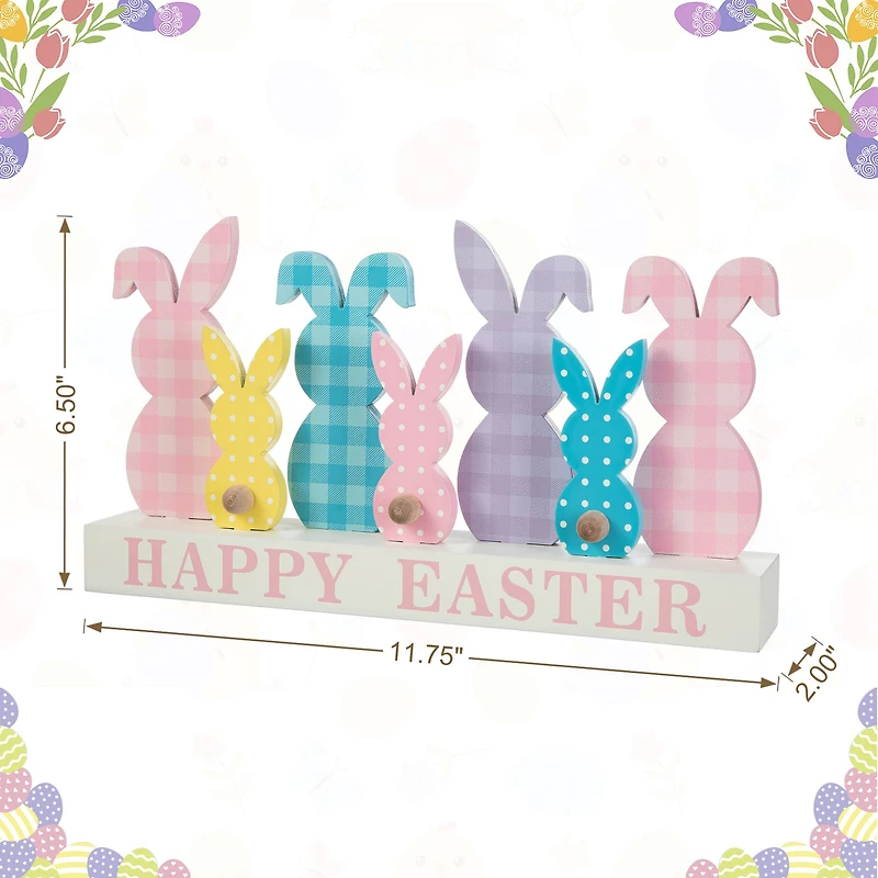 Glitzhome® 11.75" Easter Wooden Bunny Family Table Décor