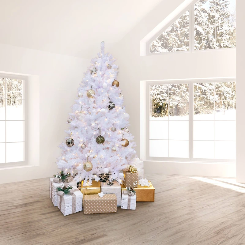 9ft. Pre-Lit White Artificial Christmas Tree, Warm White LED Lights
