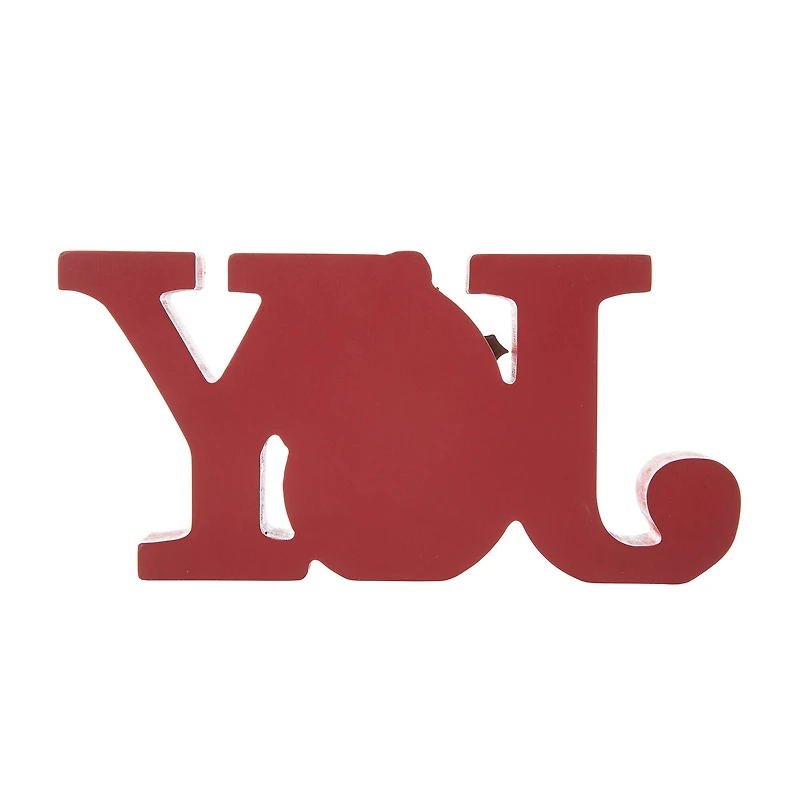 Glitzhome® 11.75'' JOY Wooden Christmas Plaid Table Décor