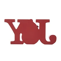 Glitzhome® 11.75'' JOY Wooden Christmas Plaid Table Décor