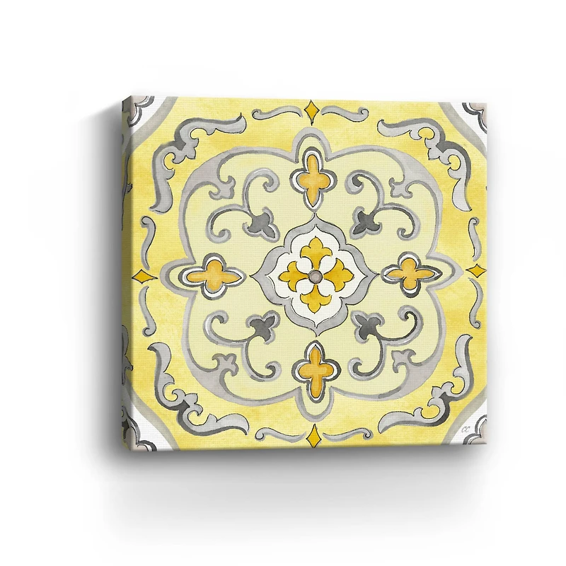 Jewel Medallion Yellow Gray II Canvas Giclee