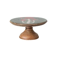Hello Honey® 11.75" Red-Capped Mushrooms Enameled Mango Wood Pedestal