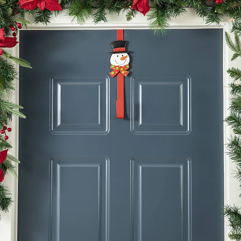 Glitzhome® 14" Christmas Metal Elf, Snowman & Santa Wreath Hanger Set