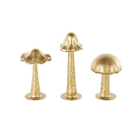 Gold Metal Mushroom Metallic Sculptures with Round Base, 3ct.