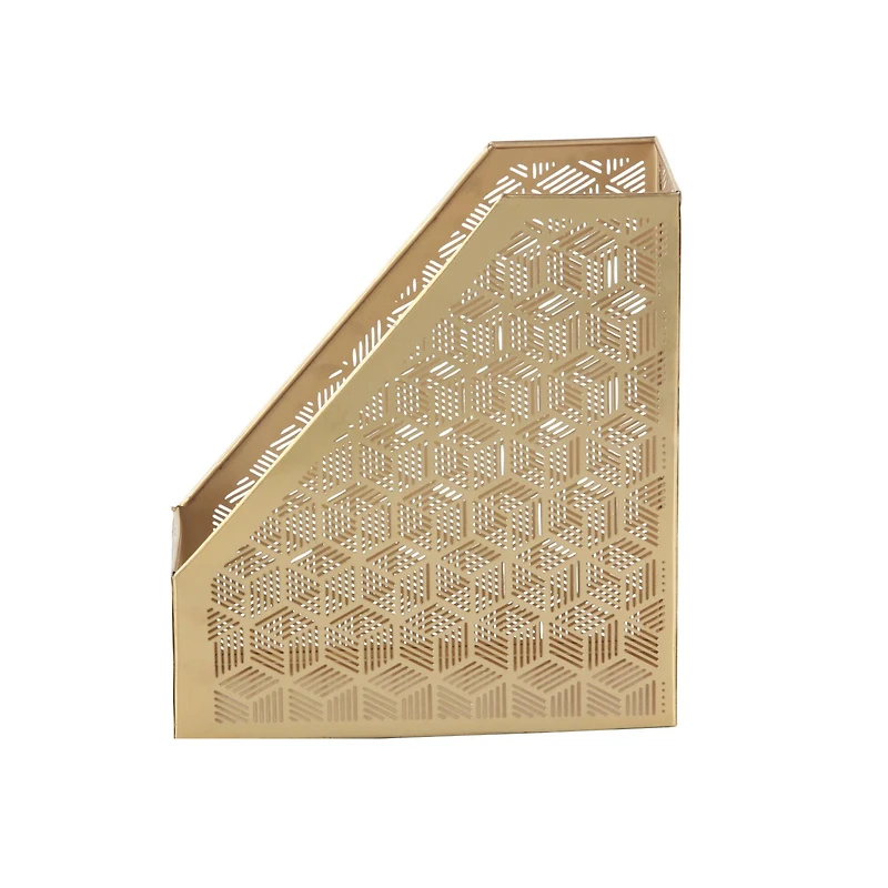 12" Gold Iron Glam Magazine Holder