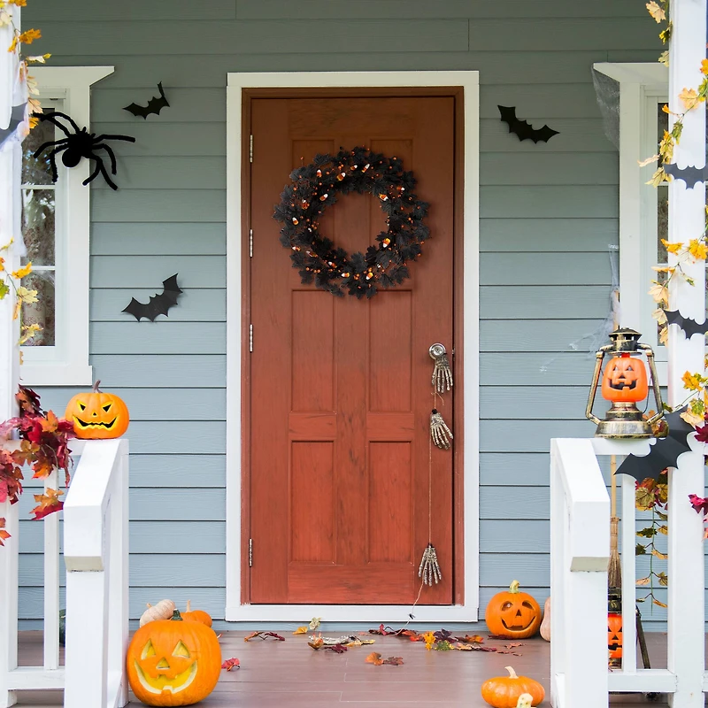Glitzhome® 24" Halloween Candy Corn Berries Wreath