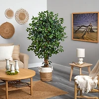 5.5ft. Palace Ficus Artificial Tree with in Handmade Natural Jute and Cotton Planter