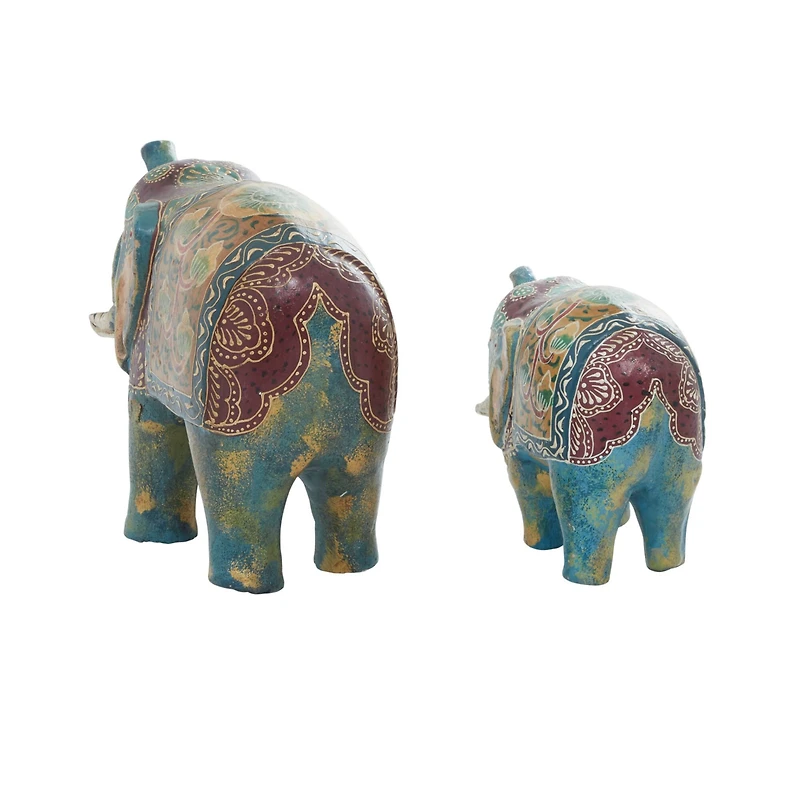 Ceramic Eclectic Elephant Sculpture Set