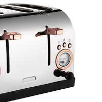 MegaChef Black & Rose Gold 4 Slice Wide Slot Toaster with Variable Browning