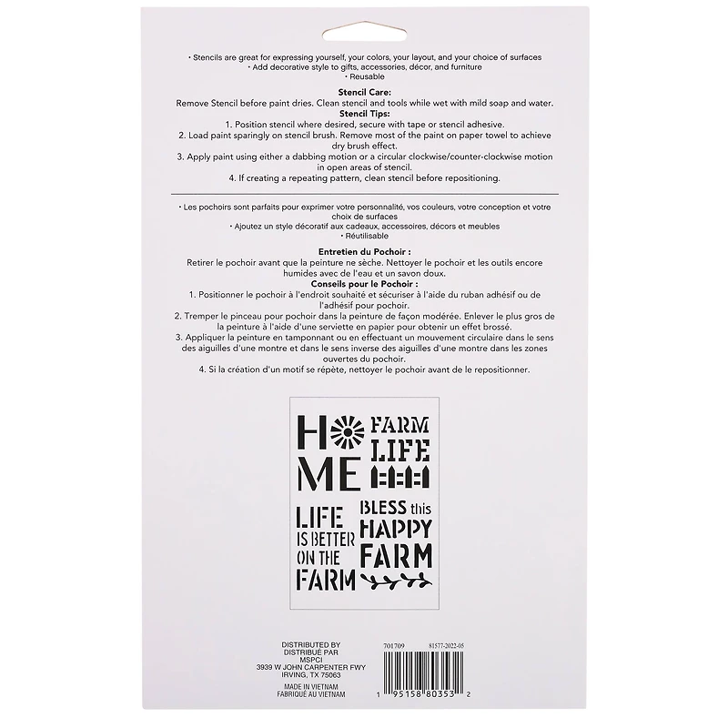 Farmhouse Sentiments Stencils by Craft Smart®, 7" x 10" 