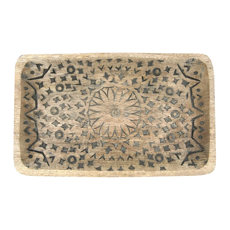 Hello Honey® Hand-Carved Mango Wood Tray