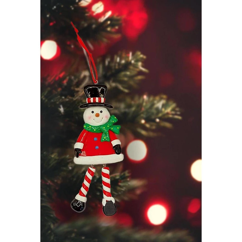 Wizardi 6.5" Glossy Gingerbread Snowman with Dangling Legs Christmas Ornament