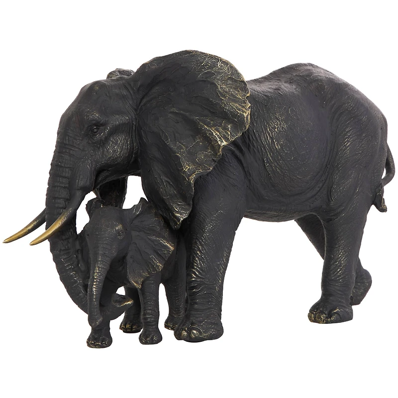 14" Bronze Elephant Family Sculpture