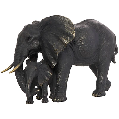 14" Bronze Elephant Family Sculpture