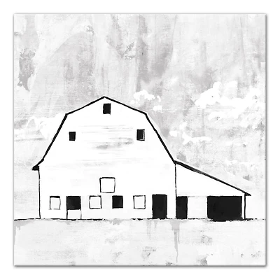 Black And White Distressed Barn 24" x 24" Canvas Wall Art