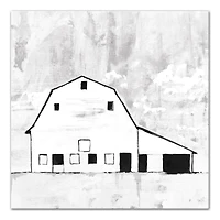 Black And White Distressed Barn 24" x 24" Canvas Wall Art