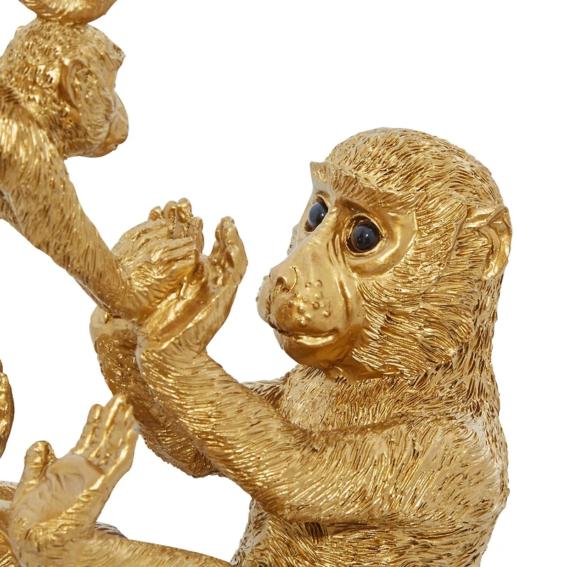 11" Gold Eclectic Monkey Sculpture 