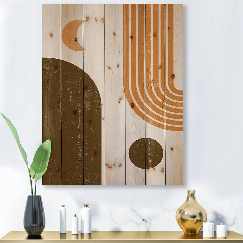 Designart - Abstract Geometric Rainbow In Earth Tones