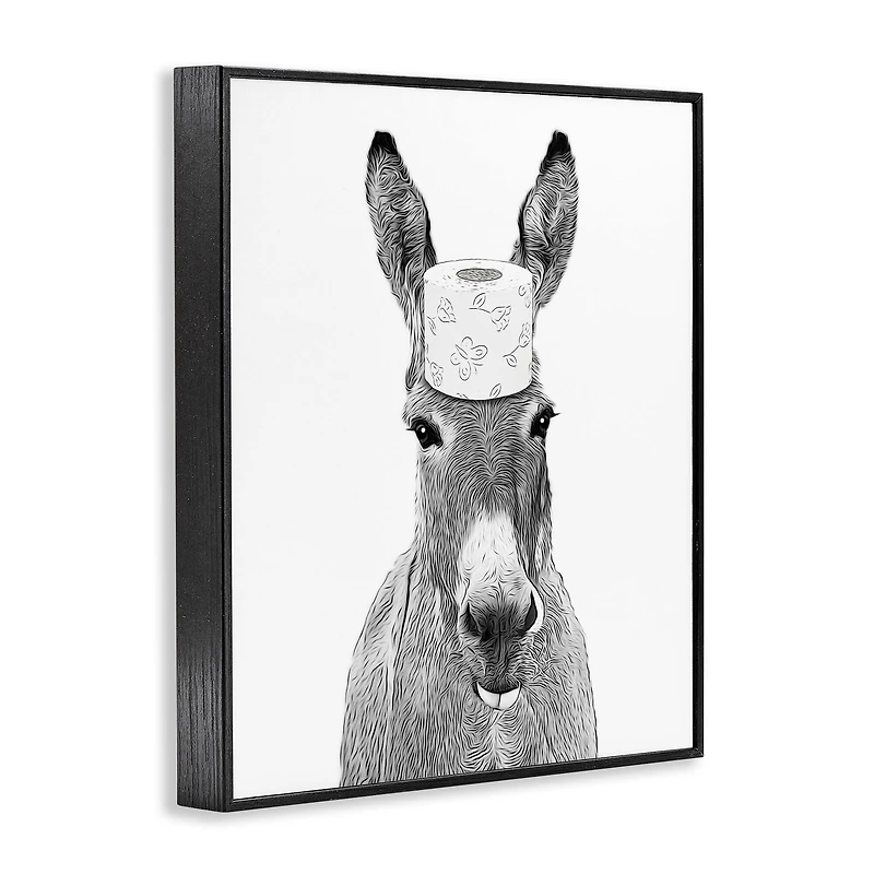 Stupell Industries Donkey Toilet Paper Funny Bathroom Framed Giclee Art