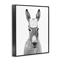 Stupell Industries Donkey Toilet Paper Funny Bathroom Framed Giclee Art