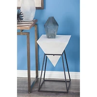 2ft. White Metal and Wood Modern Accent Table
