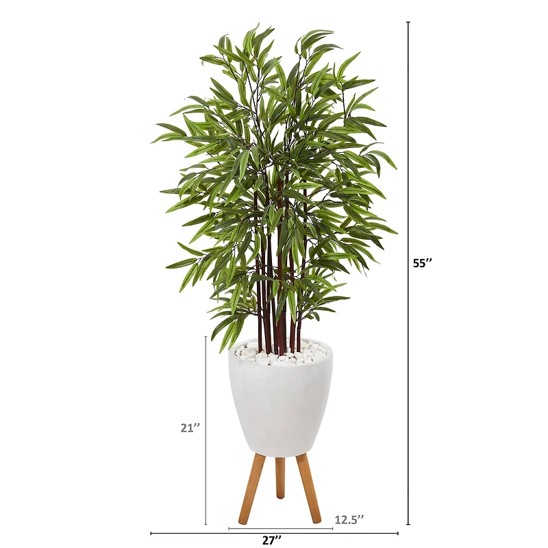 4.5ft. Bamboo Tree in White Planter with Stand