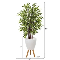 4.5ft. Bamboo Tree in White Planter with Stand