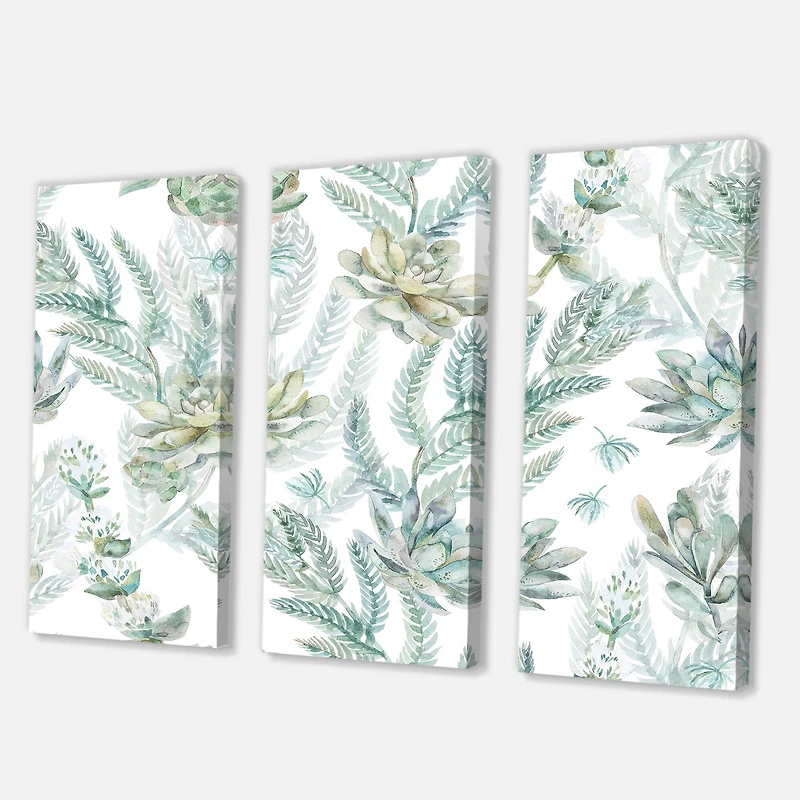 Designart - Floral Seamless Pattern Succulents Ferns Thorns