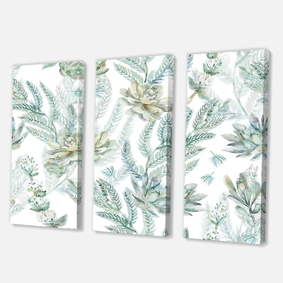 Designart - Floral Seamless Pattern Succulents Ferns Thorns