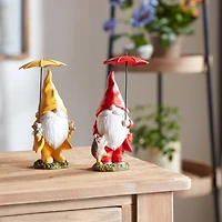 Garden Gnomes with Umbrellas & Woodland Animals Set