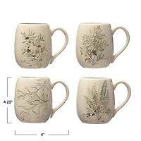 Hello Honey® 16oz. Cream and Green Reactive Crackle Glaze Debossed Stoneware Mug Set