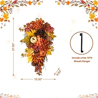 Glitzhome® 27" Fall Dahlia, Pumpkin, Leaf & Berry Swag
