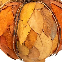 7.5" Orange & Brown Fall Harvest Tabletop Pumpkin