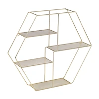 Honey Can Do 21" Gold Hexagonal Decorative 4-Tier Metal Wall Shelf
