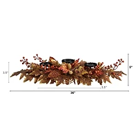 36" Maple Leaves & Berries Fall Harvest Candelabrum Arrangement
