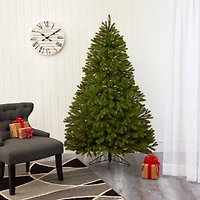 6ft. Pre-Lit Cambridge Spruce Flat Back Artificial Christmas Tree, Warm White LED Lights