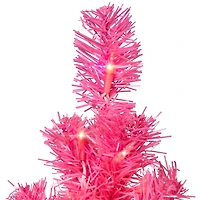 3ft. Pre-Lit Pink Tinsel Artificial Christmas Tree, Clear Lights