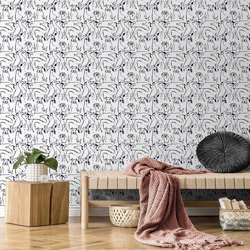 Surface Style Dog Doodle Ink Peel & Stick Wallpaper