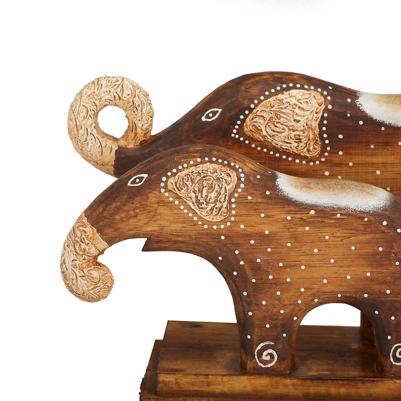 Brown Wood Rustic Sculpture, 9" x 21" x 6"