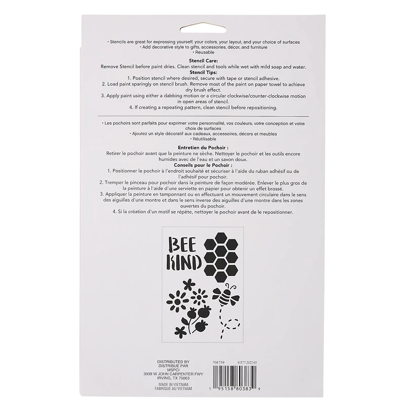 Bee Kind Stencils, 7" x 10" by Craft Smart®