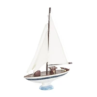 21" White Distressed Sail Boat Sculpture