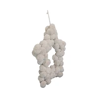 Hello Honey® 21" Natural White Handmade Metal & Wool Pom Pom Star Shaped Wreath
