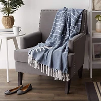 DII® French Blue & White Thin Stripe Throw