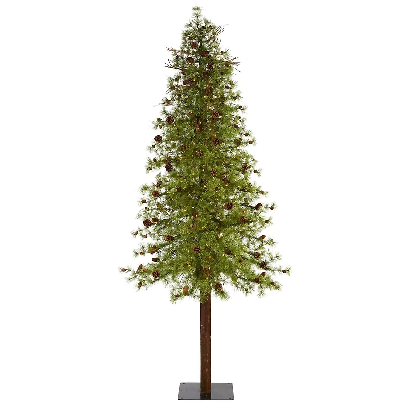 9ft. Pre-Lit Wyoming Alpine & Pinecone Artificial Christmas Tree, Clear LED Lights