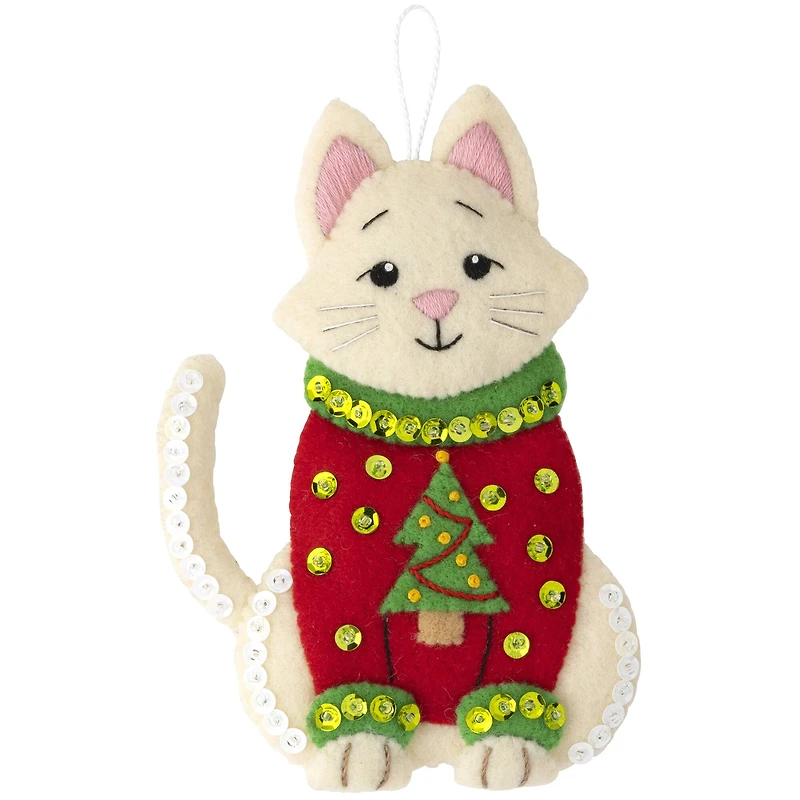 Bucilla® Cats in Ugly Sweaters Felt Ornaments Applique Kit Set
