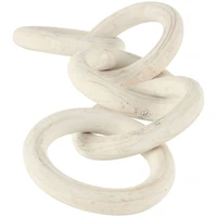 25" White Wood Chain 5 Link Sculpture with Natural Wood Grain